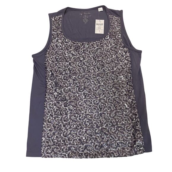 NWT Chico’s 1 Medium Shimmer Layer Tank | Lavender Sequin Top, Holiday Party - Picture 1 of 4